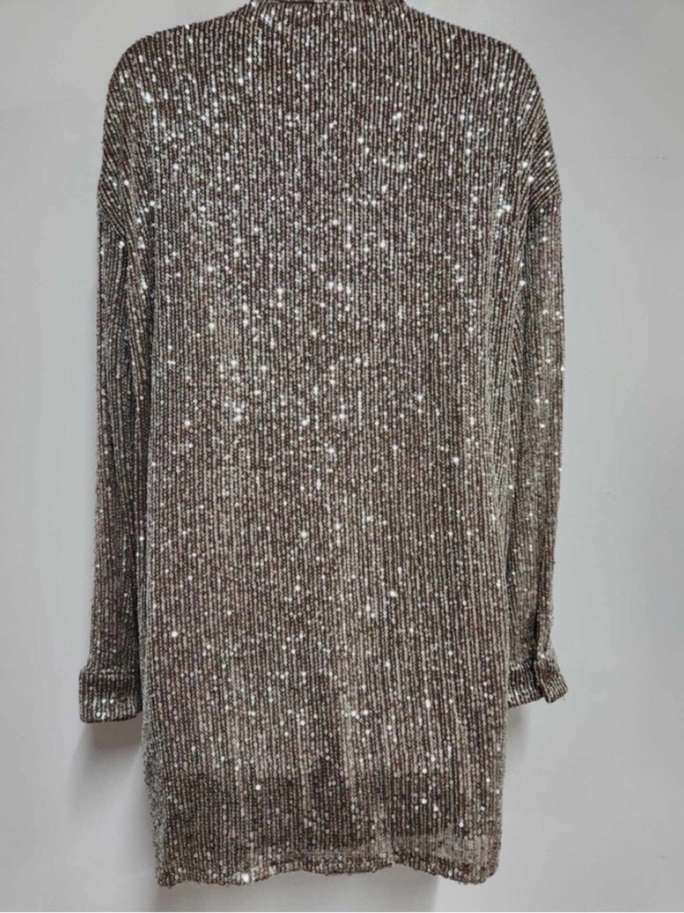 Anthropologie Sequin Shirt Dress in Champagne disco cowgirl - Picture 4 of 4
